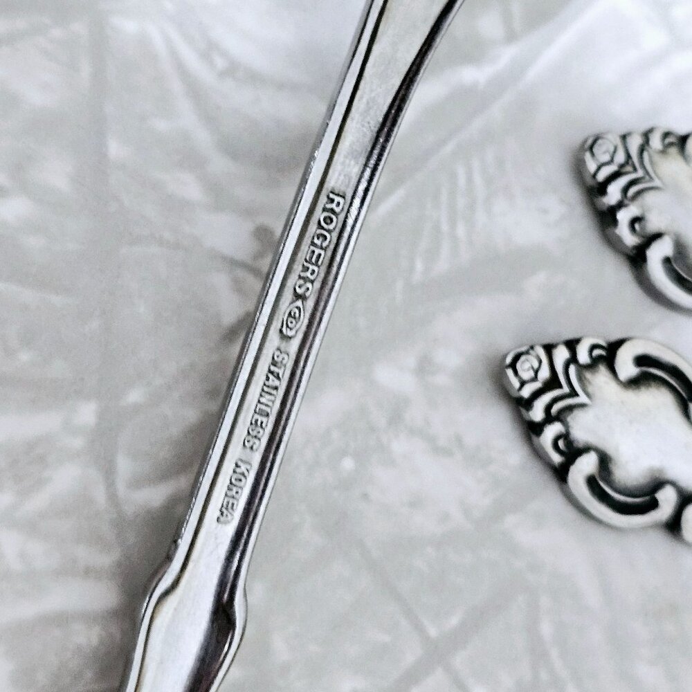 Stanley Roberts Melody Flatware Set/10 mixed Rogers floral scrolls black accent - Picture 5 of 9